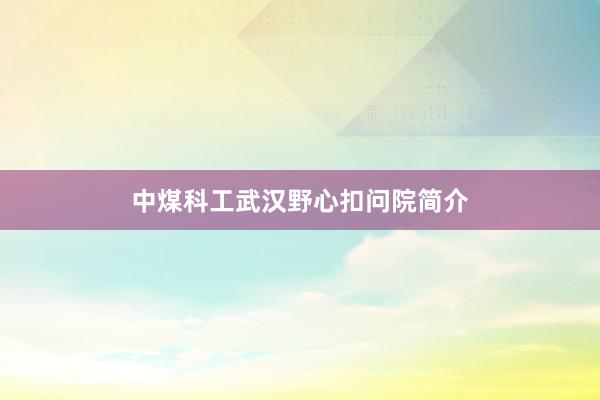 中煤科工武汉野心扣问院简介